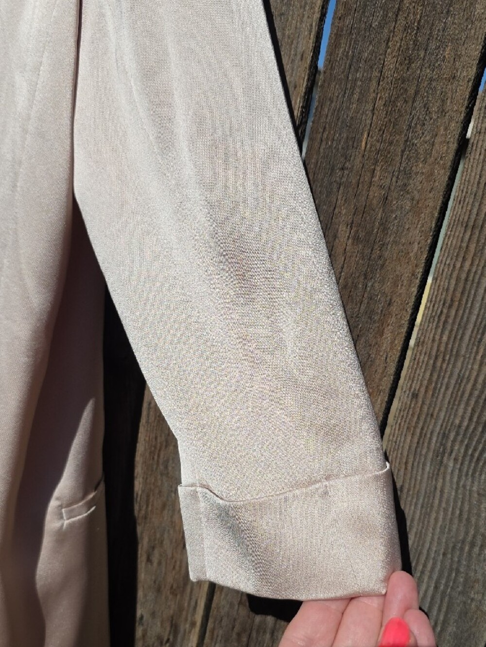 Express Women's Light Cream Satin Open-Front Blazer - Picture 10 of 13